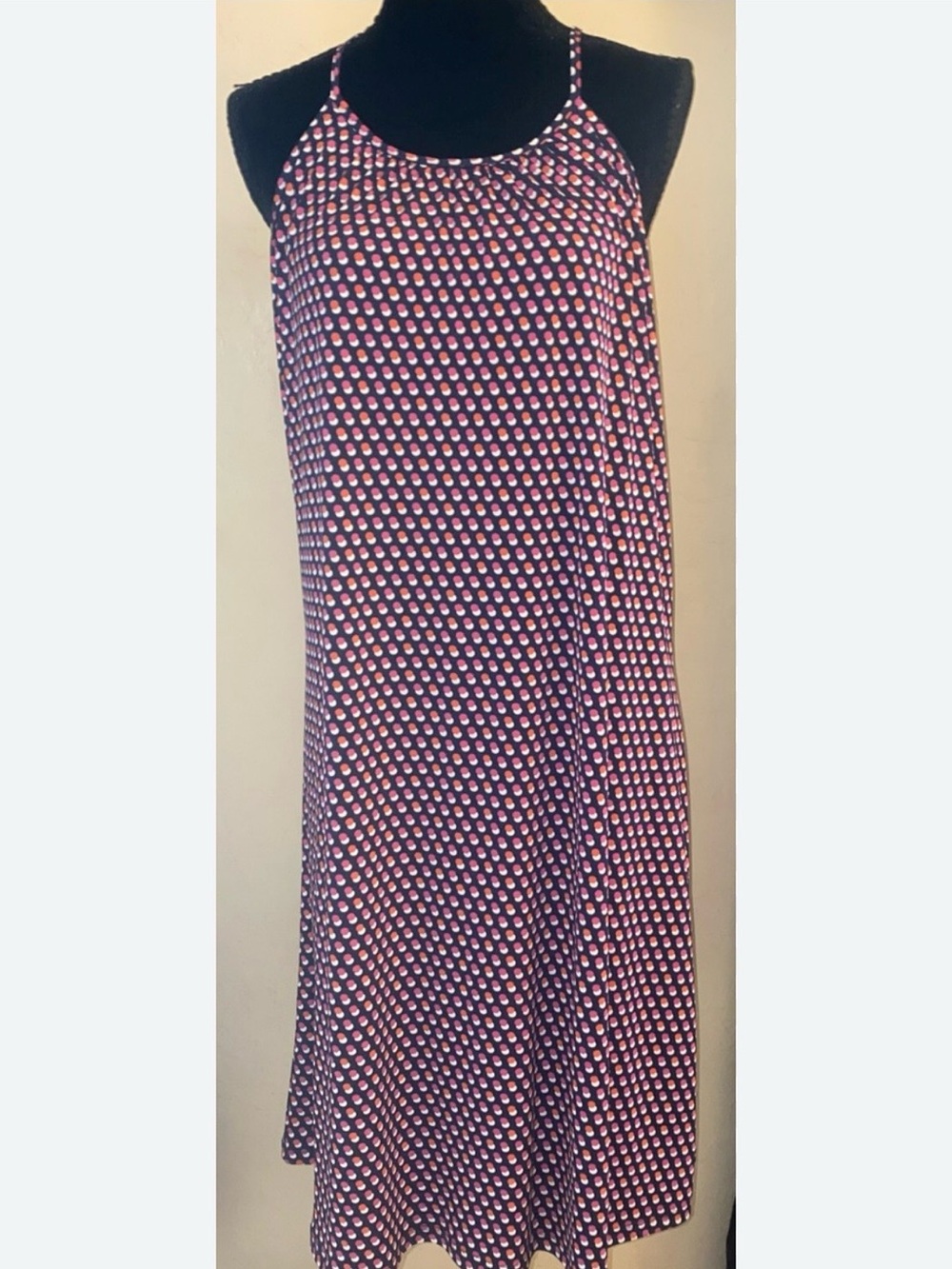 Michael Kora Tank Sleeveless Printed Midi Skirt in Pink and Navy